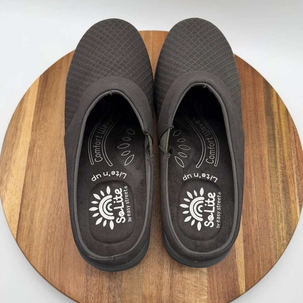 Easy Street SoLite Lite n Up Mules Women's 7.5 WW Dark Gray Comfort Clogs 0924 - Picture 3 of 6